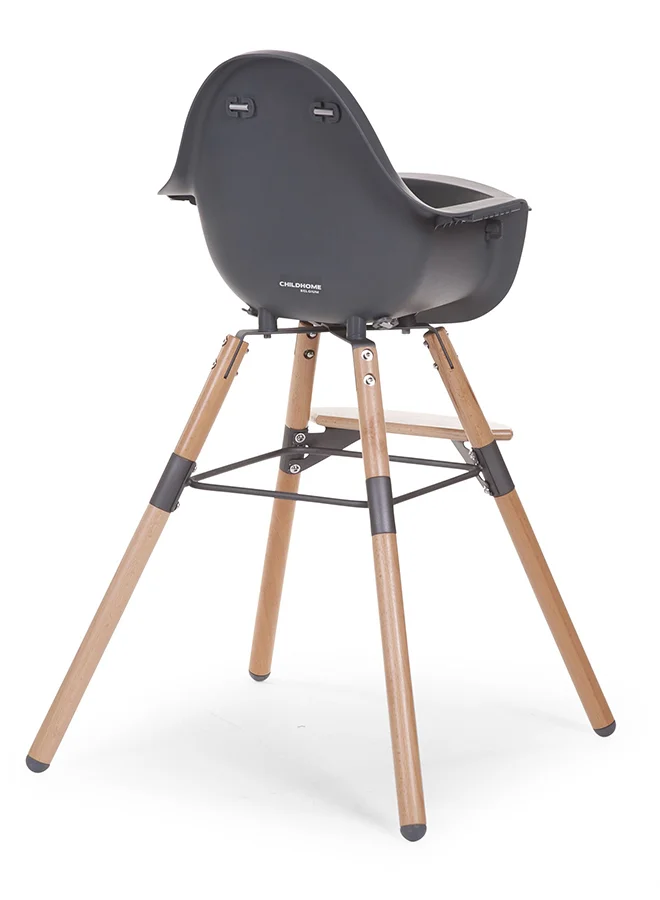 CHILDHOME Evolu One 80° High Chair, 2 In 1 Baby High Chair With 180° Swivel, Portable High Chair, Adjustable Height Baby High Chair, Sleek Modern High Chair With Beechwood Legs, Anthracite