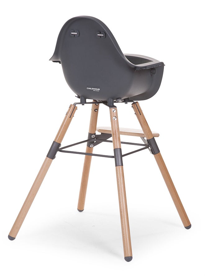 CHILDHOME - Evolu One 80° High Chair, 2 In 1 Baby High Chair With 180° Swivel, Portable High Chair, Adjustable Height Baby High Chair, Sleek Modern High Chair With Beechwood Legs, Anthracite - Image 1