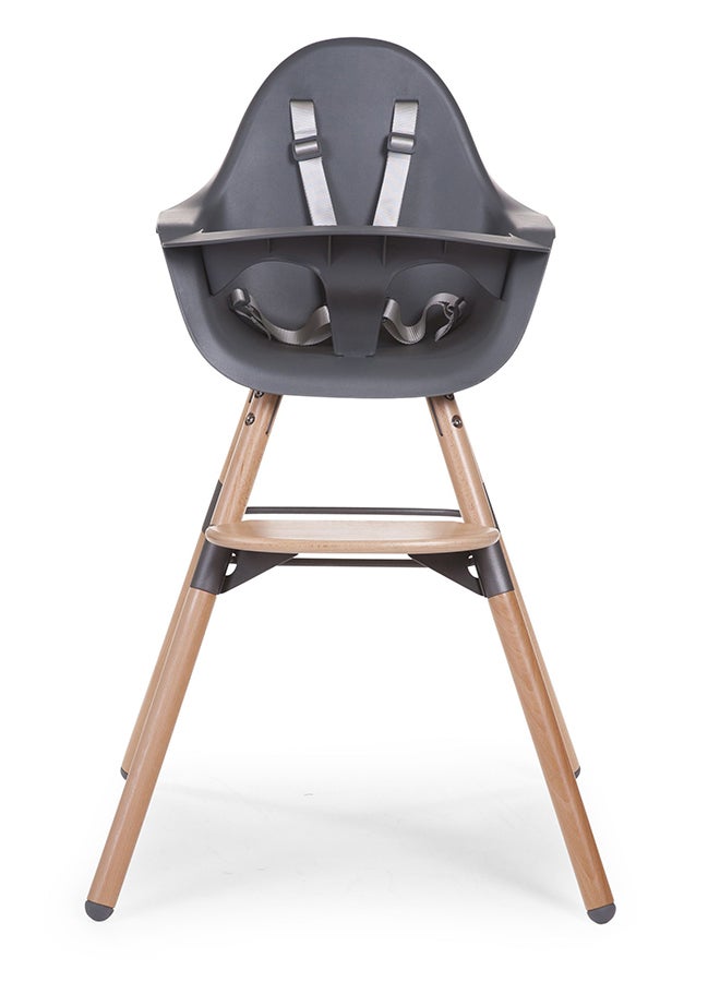 CHILDHOME - Evolu One 80° High Chair, 2 In 1 Baby High Chair With 180° Swivel, Portable High Chair, Adjustable Height Baby High Chair, Sleek Modern High Chair With Beechwood Legs, Anthracite - Image 1