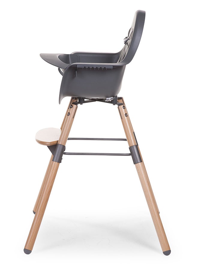 CHILDHOME - Evolu One 80° High Chair, 2 In 1 Baby High Chair With 180° Swivel, Portable High Chair, Adjustable Height Baby High Chair, Sleek Modern High Chair With Beechwood Legs, Anthracite - Image 1