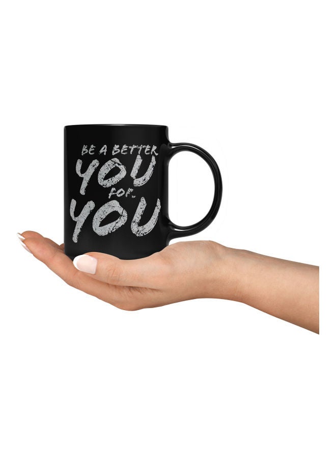LOUD UNIVERSE Be Better You Quote Printed Coffee Mug Black/Silver  - Image 3