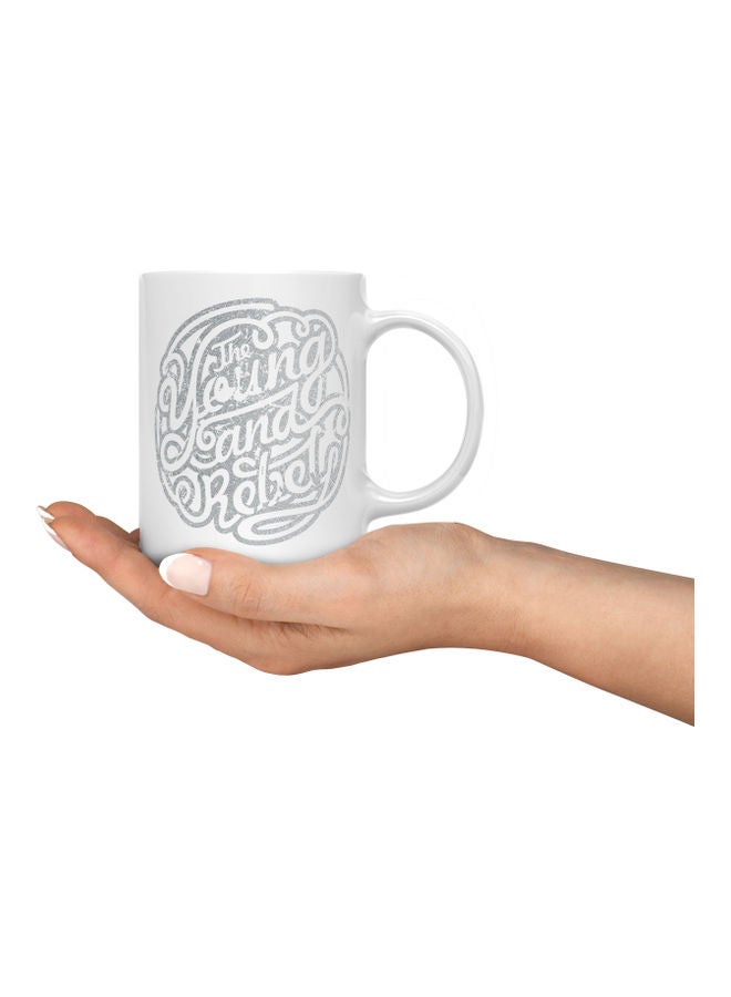 LOUD UNIVERSE The Young And Rebel Printed Coffee Mug White/Grey  - Image 3