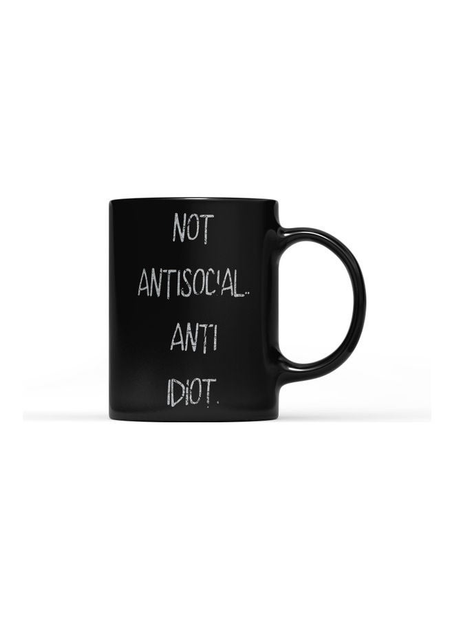 LOUD UNIVERSE - Not Anti Social Design Printed Mug Black/Grey - Image 1