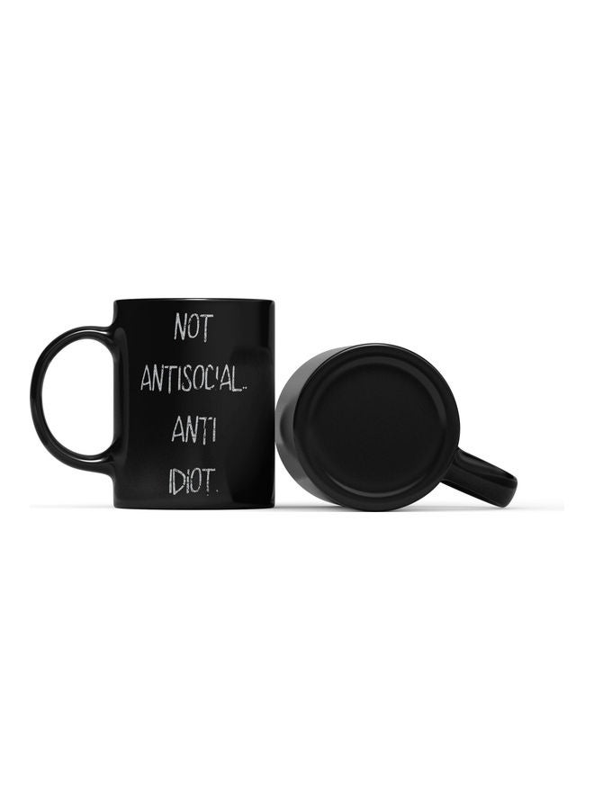 LOUD UNIVERSE - Not Anti Social Design Printed Mug Black/Grey - Image 1