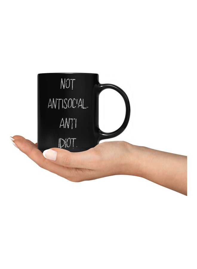 LOUD UNIVERSE - Not Anti Social Design Printed Mug Black/Grey - Image 1