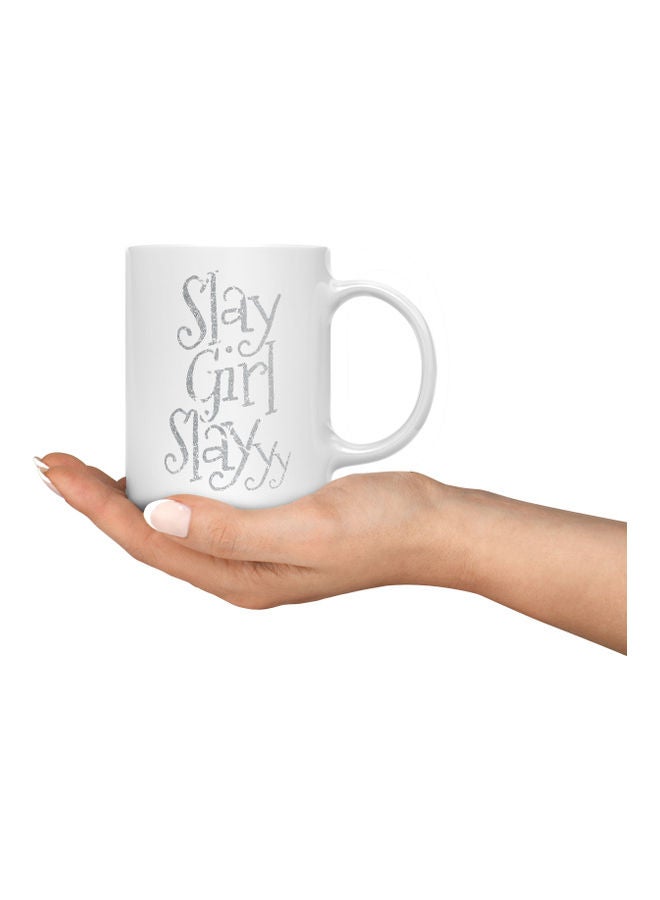 LOUD UNIVERSE Slay Girl Quote Printed Coffee Mug White/Grey  - Image 3