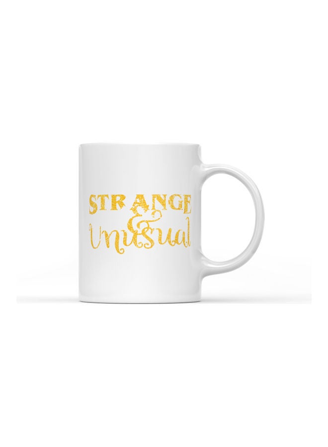 LOUD UNIVERSE Strange And Unusual Printed Coffee Mug White/Gold  - Image 1