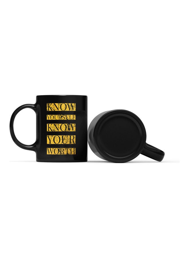 LOUD UNIVERSE Know Yourself Quote Printed Coffee Mug Black/Gold  - Image 2