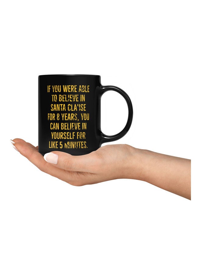 LOUD UNIVERSE Santa Clause Quote Printed Coffee Mug Black/Gold  - Image 3