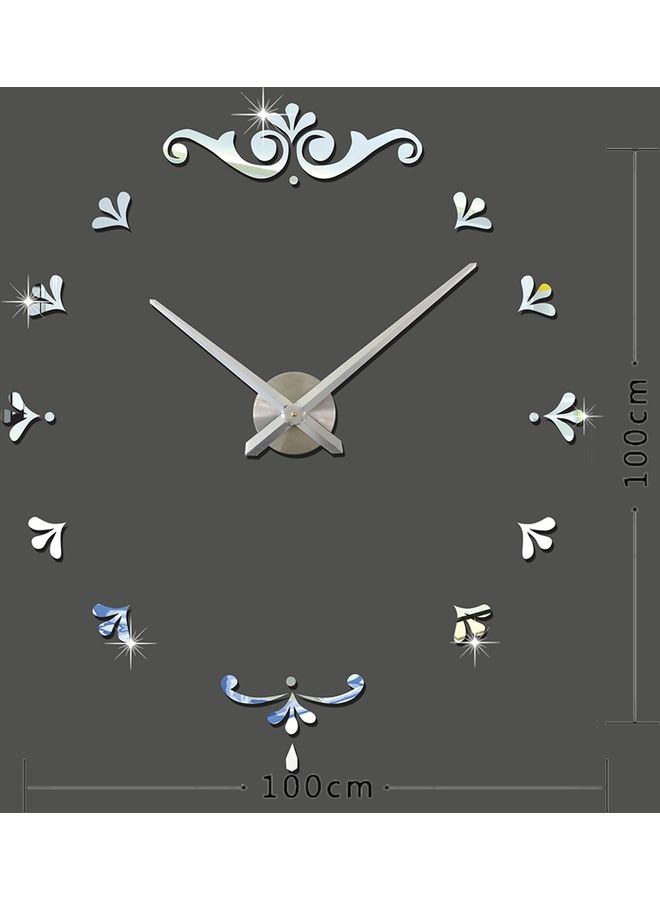 ماستون ملصق جداري عاكس ثلاثي الأبعاد بدون إطار بتصميم ساعة صامتة فضي - Image 1