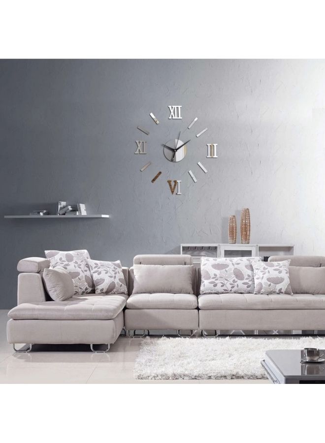 ماستون ملصق ساعة حائط بأرقام رومانية يمكنك لصقه بنفسك فضي - Image 2