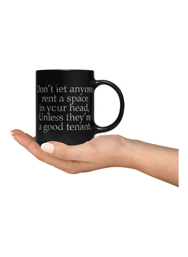 LOUD UNIVERSE Good Tenant Quote Printed Coffee Mug Black/White  - Image 3