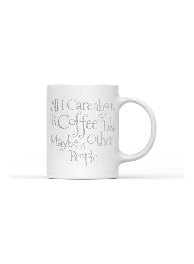LOUD UNIVERSE Care About Coffee Quote Printed Mug White/Grey  - Image 1