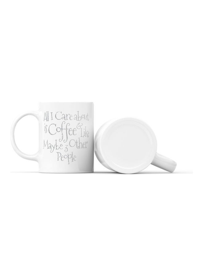 LOUD UNIVERSE Care About Coffee Quote Printed Mug White/Grey  - Image 2