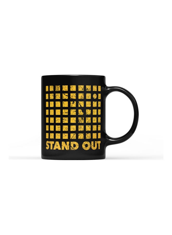 LOUD UNIVERSE Stand Out Quote Printed Coffee Mug Black/Gold  - Image 1
