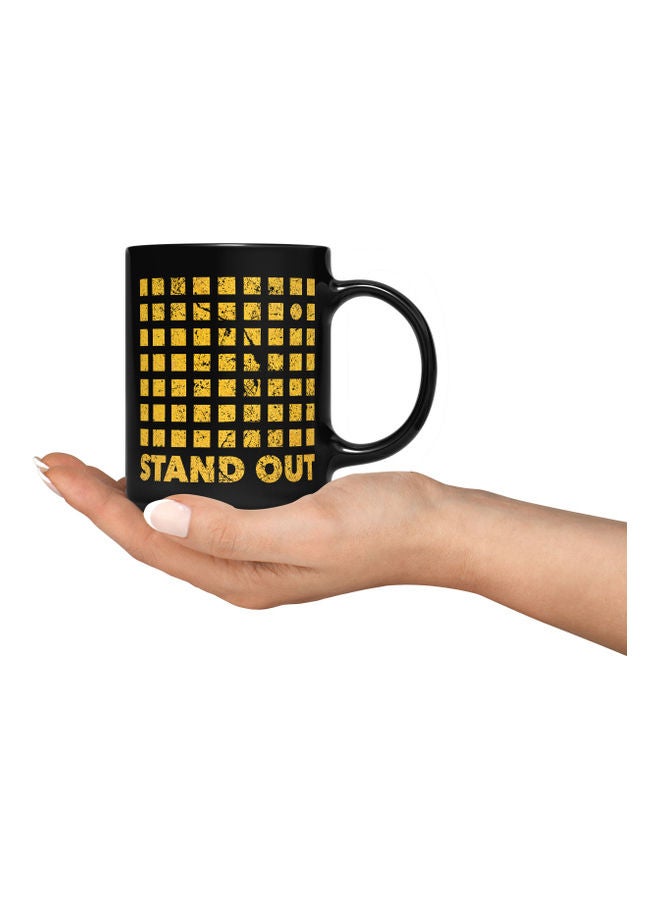 LOUD UNIVERSE Stand Out Quote Printed Coffee Mug Black/Gold  - Image 3