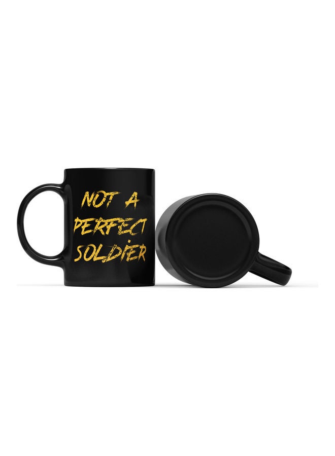 LOUD UNIVERSE Not A Perfect Soldier Printed Coffee Mug Black/Gold  - Image 2