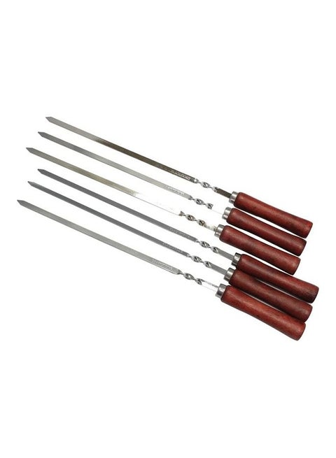 Stainless Steel Skewers With Wooden Handle Silver/Brown 38cm