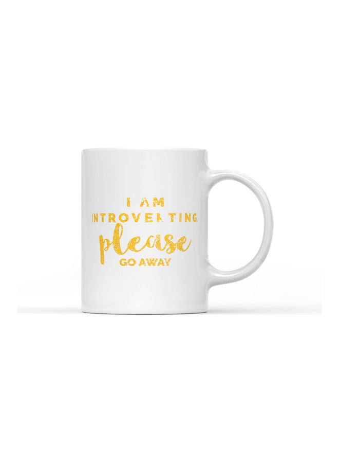 LOUD UNIVERSE I Am Introverting Please Go Away Printed Coffee Mug White/Yellow  - Image 1