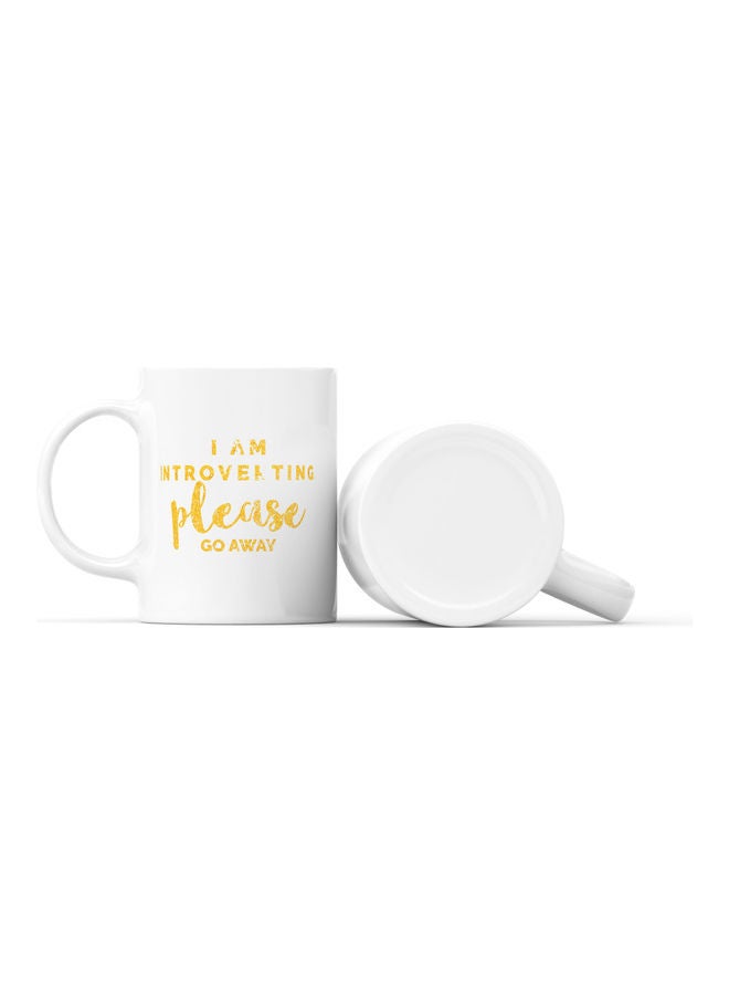 LOUD UNIVERSE I Am Introverting Please Go Away Printed Coffee Mug White/Yellow  - Image 2