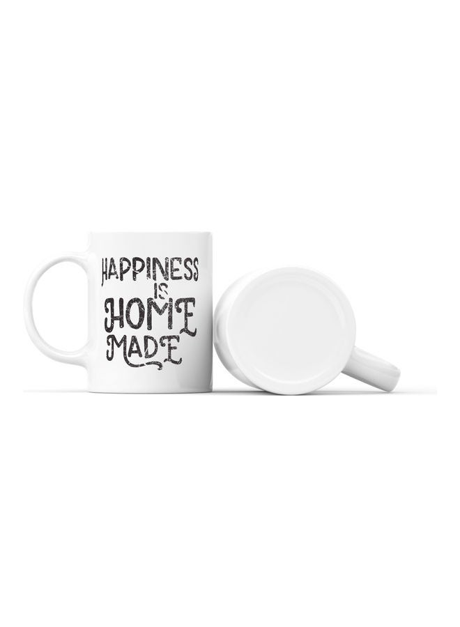 LOUD UNIVERSE Happiness Is Home Made Printed Coffee Mug White/Black  - Image 2