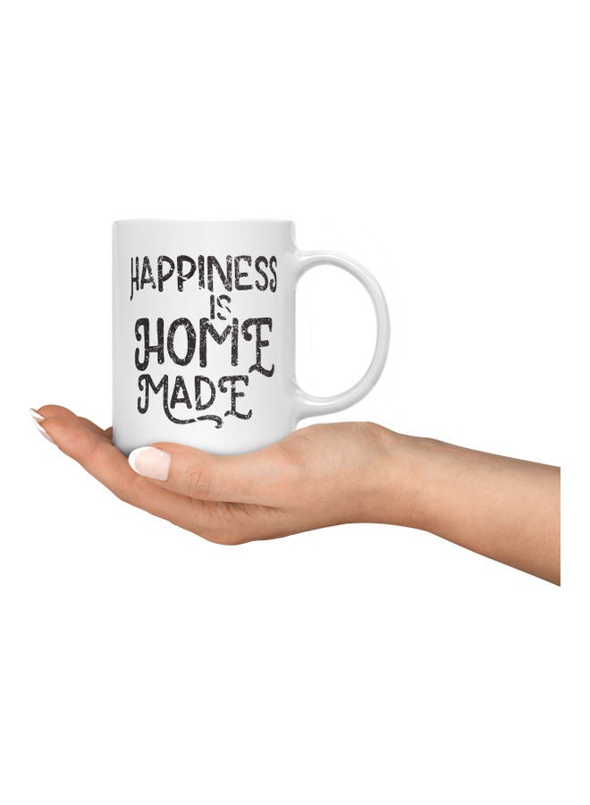 LOUD UNIVERSE Happiness Is Home Made Printed Coffee Mug White/Black  - Image 3