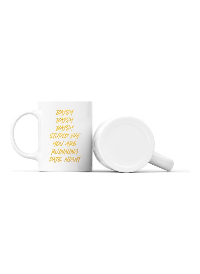 LOUD UNIVERSE Batsy Batsy Printed Coffee Mug White/Yellow  - Image 2