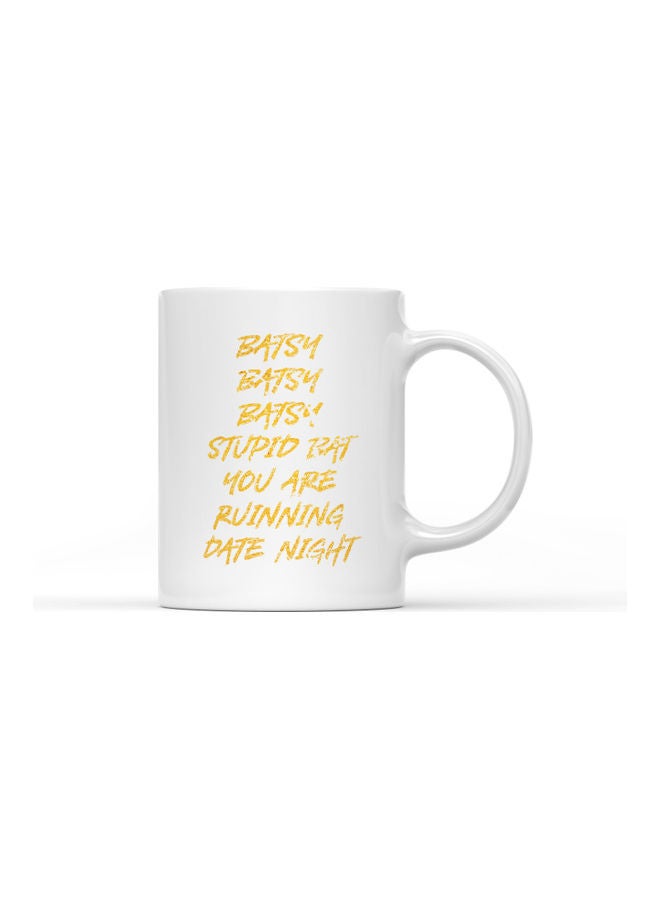 LOUD UNIVERSE Batsy Batsy Printed Coffee Mug White/Yellow  - Image 1