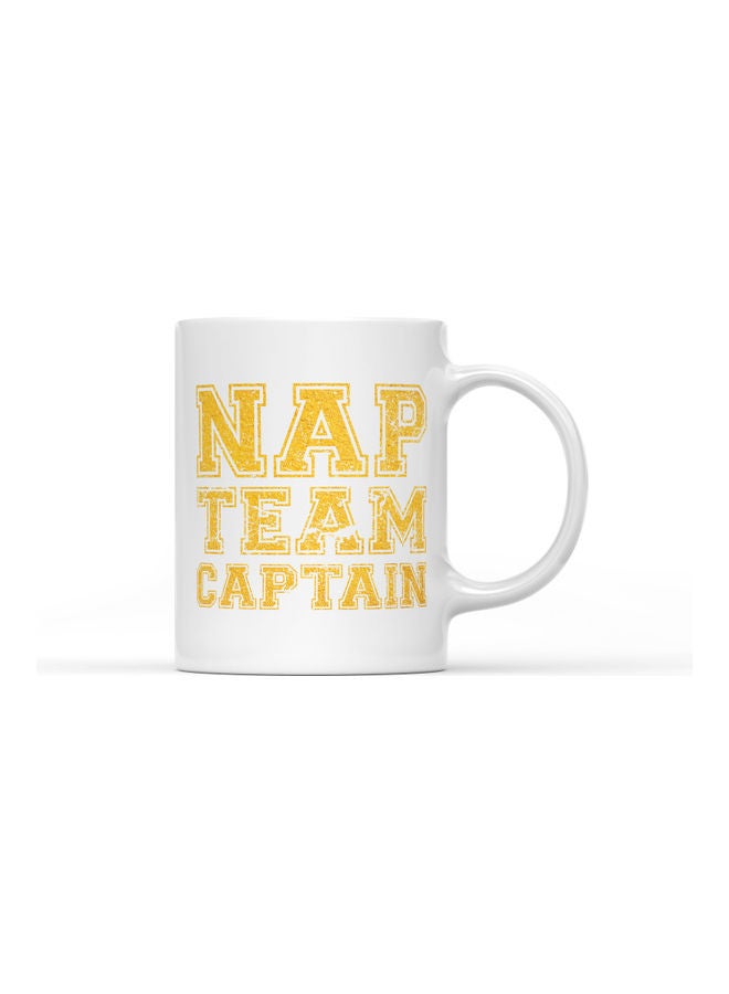 LOUD UNIVERSE Nap Team Captain Quote Printed Coffee Mug White/Gold  - Image 1