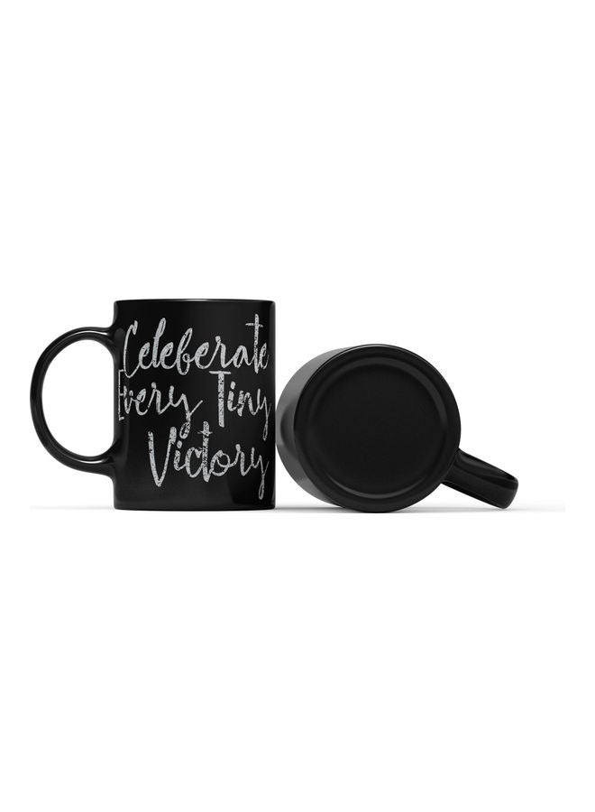 LOUD UNIVERSE Celeberate Victory Quote Printed Coffee Mug Black/White  - Image 2