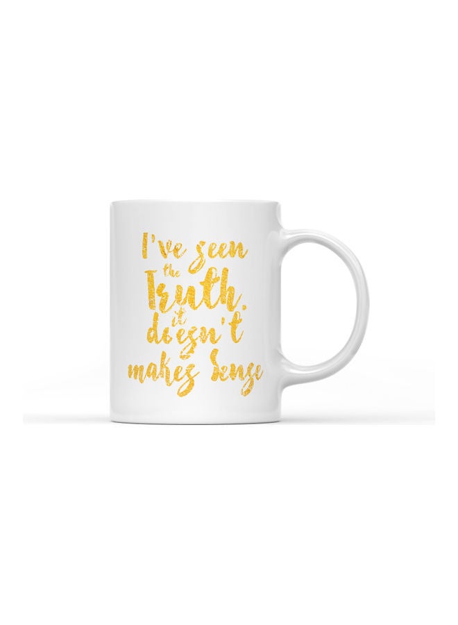 LOUD UNIVERSE Truth Quote Printed Coffee Mug White/Yellow  - Image 1