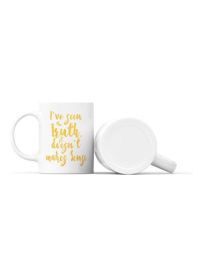 LOUD UNIVERSE Truth Quote Printed Coffee Mug White/Yellow  - Image 2