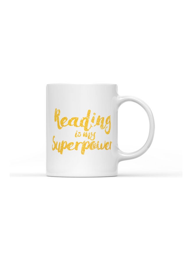 LOUD UNIVERSE Reading Is My Superpower Design Printed Coffee Mug White/Gold  - Image 1