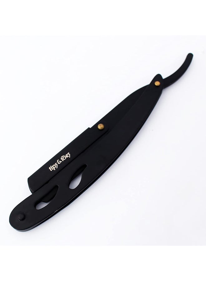 Tips & Toes 5-Piece Professional Barber Razor Shears Kit Black  - Image 5
