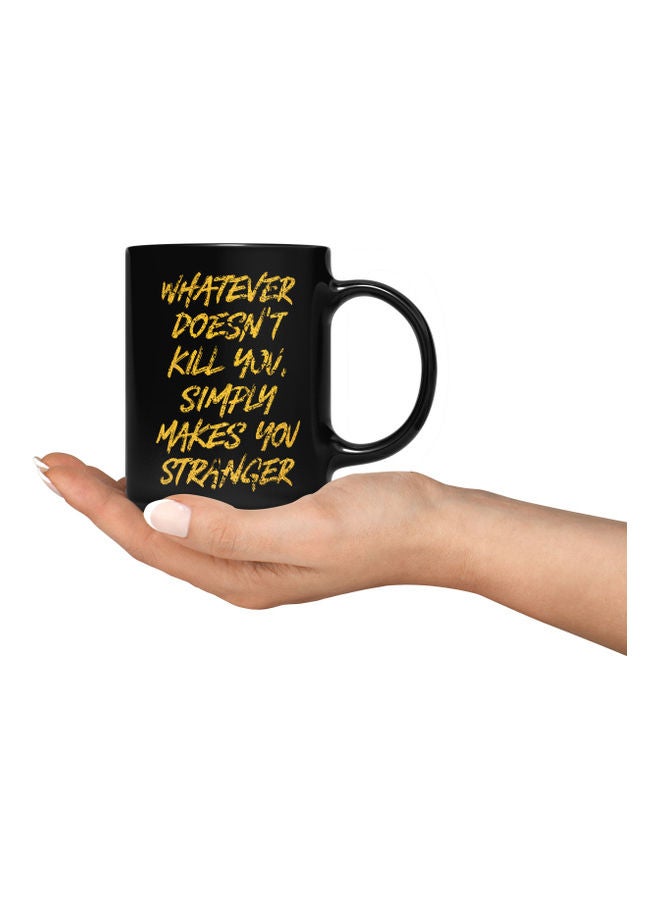 LOUD UNIVERSE Whatever Doesn't Kill You Quote Printed Mug Black/Yellow  - Image 3