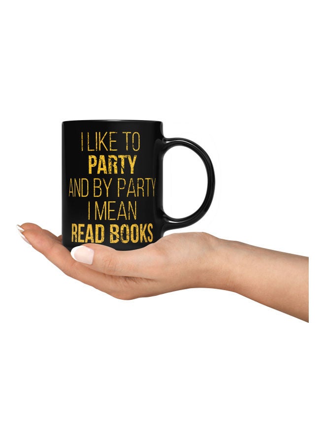 LOUD UNIVERSE I Like To Party Printed Coffee Mug Black/Yellow  - Image 3