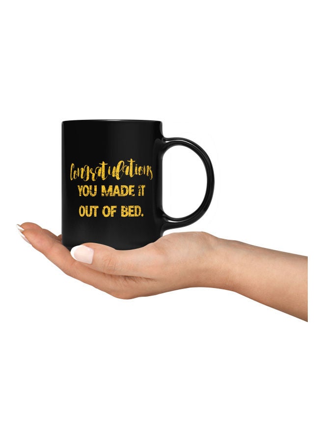 LOUD UNIVERSE You Made It Out Of Bed Printed Coffee Mug Black/Gold  - Image 3