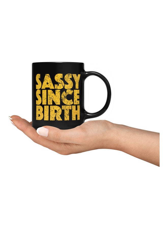LOUD UNIVERSE Sassy Since Birth Printed Coffee Mug Black/Yellow  - Image 3