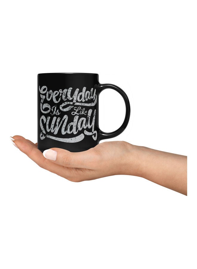 LOUD UNIVERSE Everyday Is Like Sunday Quote Printed Coffee Mug Black/Grey  - Image 3