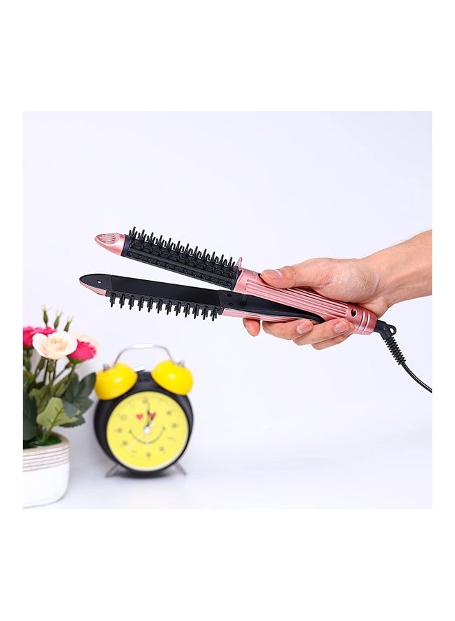 BGM 2-In-1 Hair Straightener WIth Brush Black/Pink - Image 1