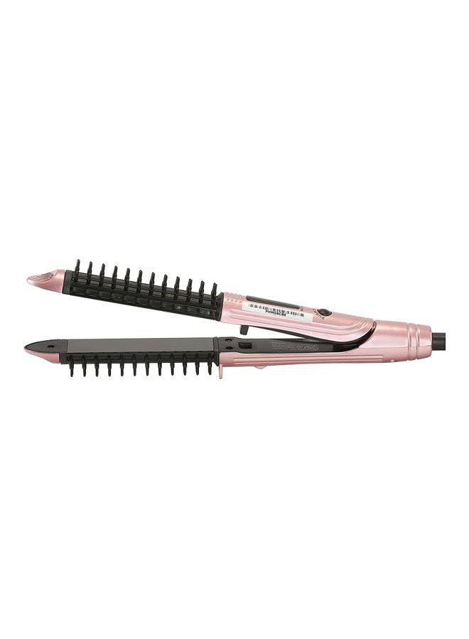 BGM 2-In-1 Hair Straightener WIth Brush Black/Pink - Image 2