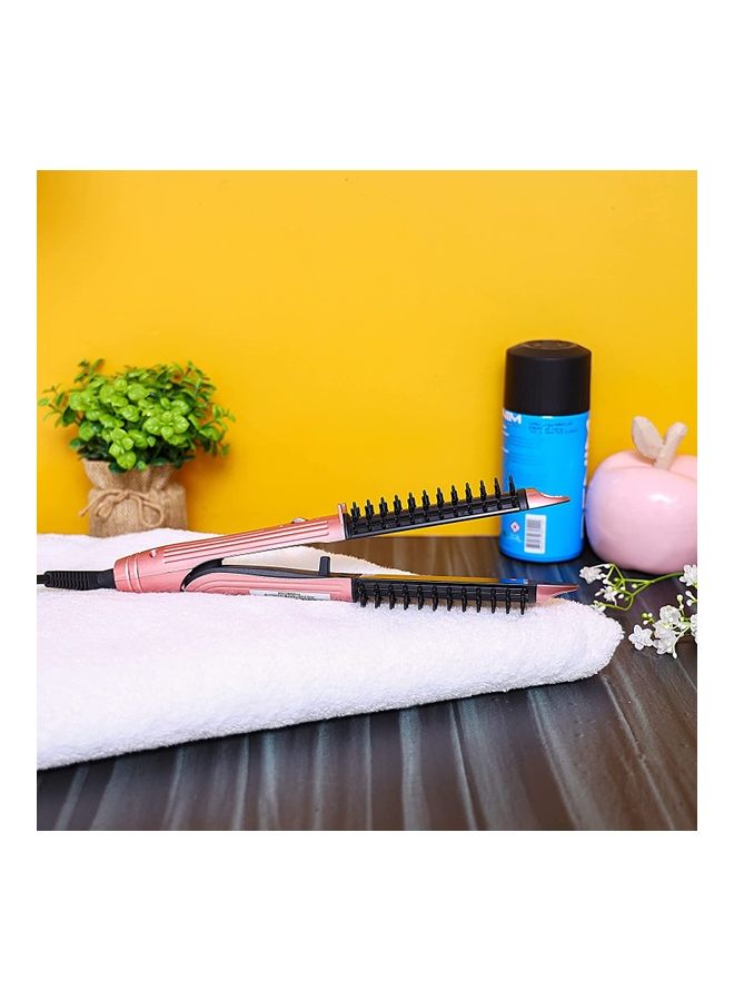 BGM 2-In-1 Hair Straightener WIth Brush Black/Pink - Image 3