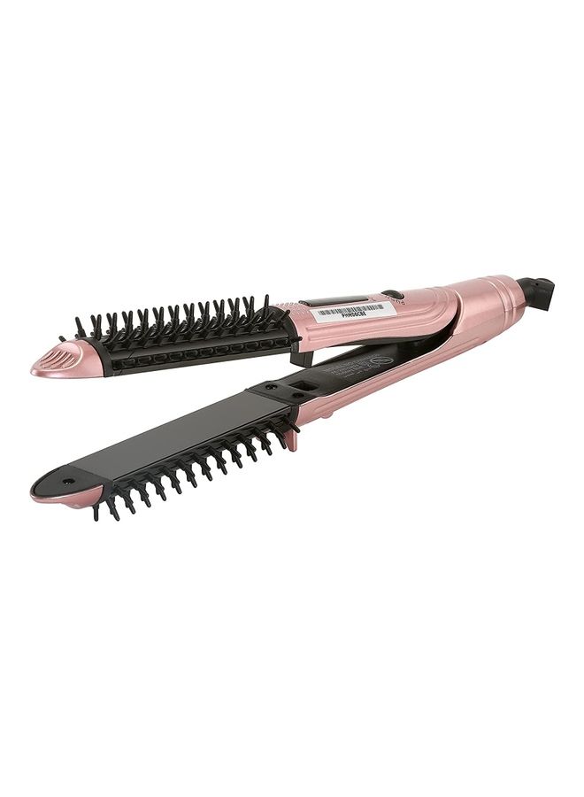 BGM 2-In-1 Hair Straightener WIth Brush Black/Pink - Image 4