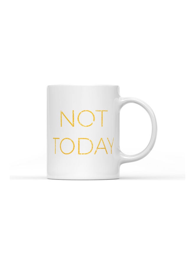 LOUD UNIVERSE Not Today Printed Coffee Mug White/Yellow  - Image 1