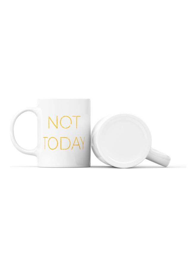 LOUD UNIVERSE Not Today Printed Coffee Mug White/Yellow  - Image 2