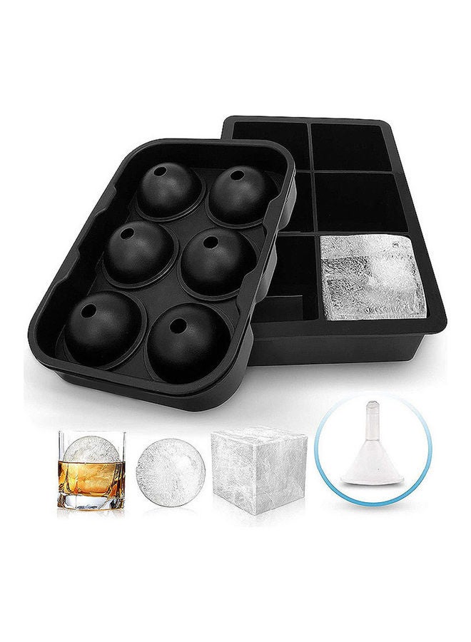 Generic - 6 Grids Round Silicone Ice Cube Tray Black 14.0x2.0x2.0cm - Image 1
