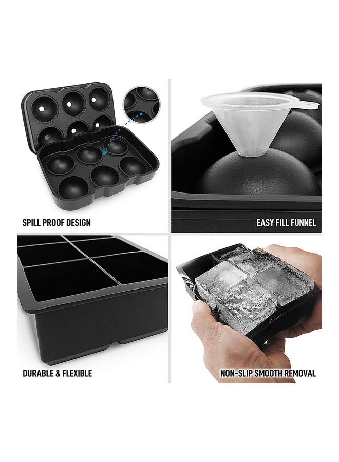 Generic - 6 Grids Round Silicone Ice Cube Tray Black 14.0x2.0x2.0cm - Image 1