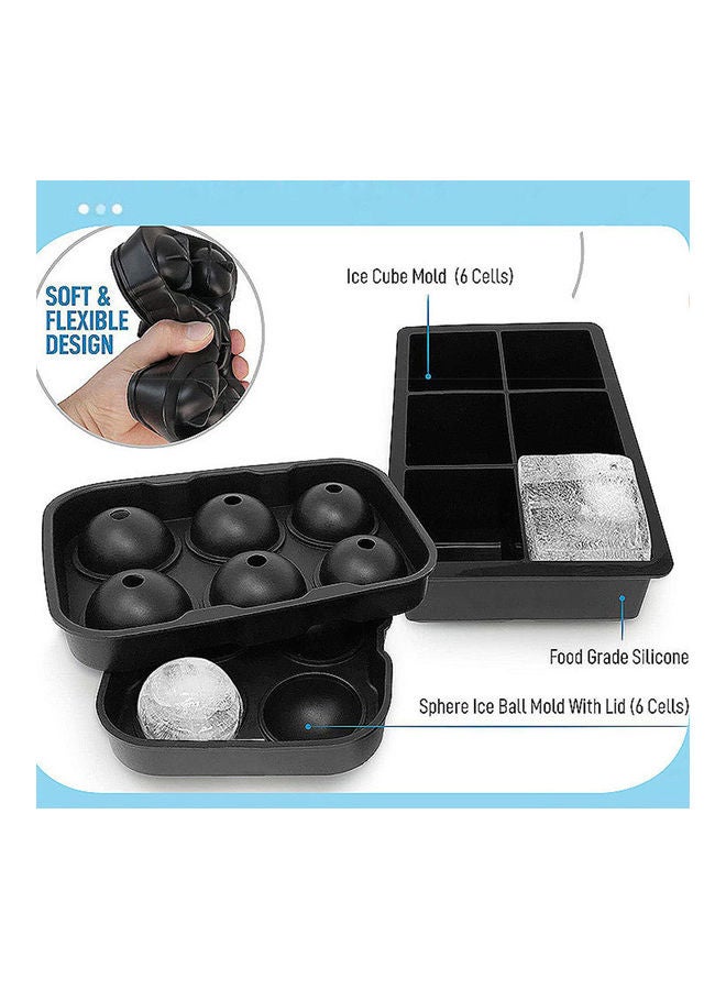 Generic - 6 Grids Round Silicone Ice Cube Tray Black 14.0x2.0x2.0cm - Image 1