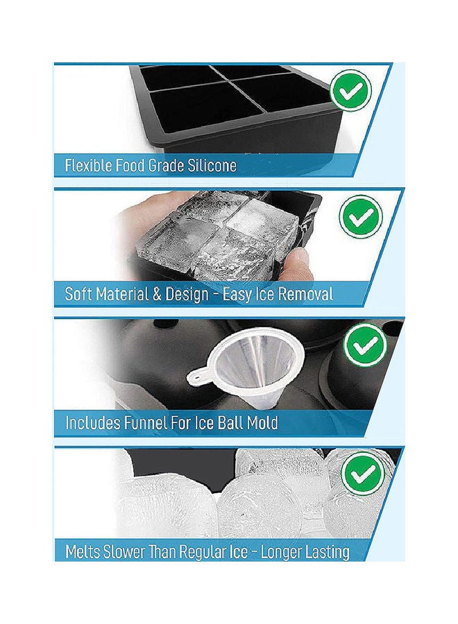 Generic - 6 Grids Round Silicone Ice Cube Tray Black 14.0x2.0x2.0cm - Image 1