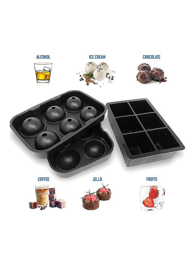Generic - 6 Grids Round Silicone Ice Cube Tray Black 14.0x2.0x2.0cm - Image 1